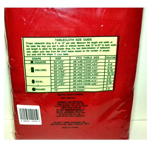 Ex-Cell Fabric Holiday Tablecloth New In Package 60 x 120 Oblong Red Linens - Picture 3 of 4